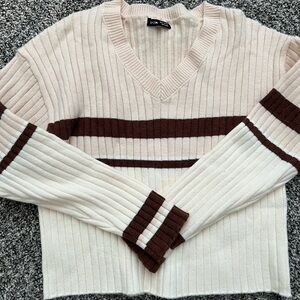 Pink/brown/cream stripped sweater, size M